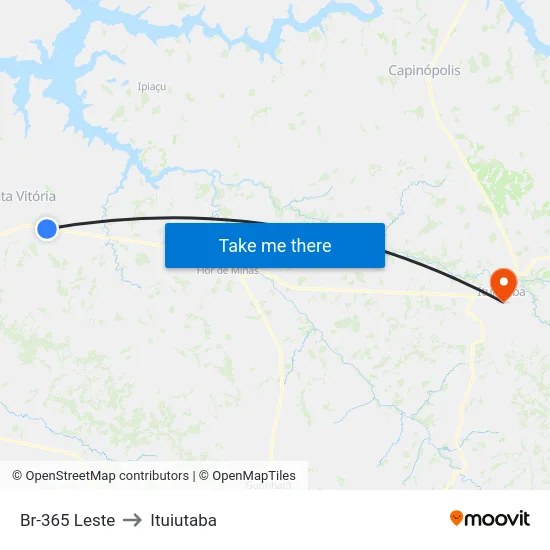 Br-365 Leste to Ituiutaba map