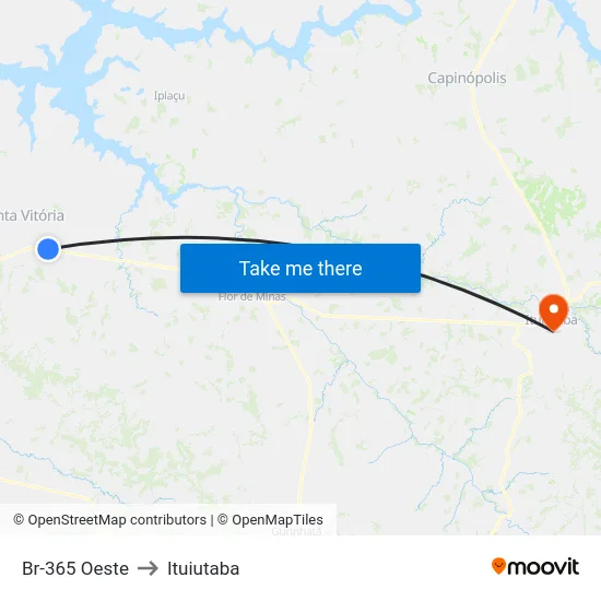 Br-365 Oeste to Ituiutaba map