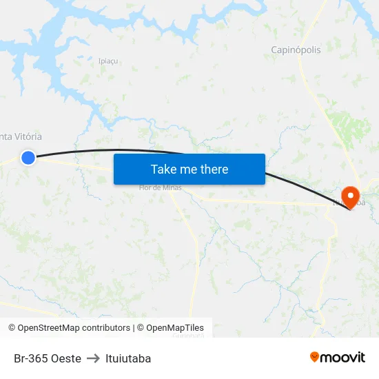 Br-365 Oeste to Ituiutaba map