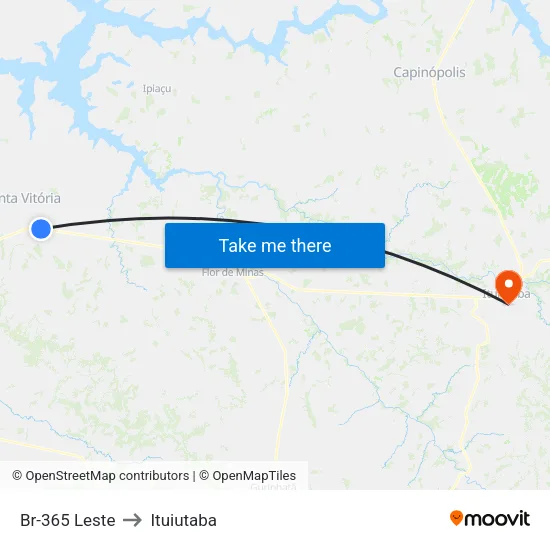 Br-365 Leste to Ituiutaba map