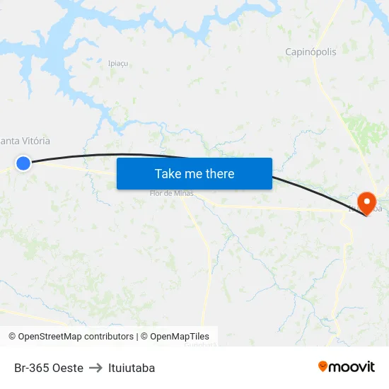 Br-365 Oeste to Ituiutaba map