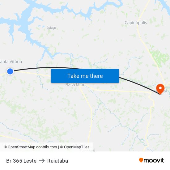 Br-365 Leste to Ituiutaba map