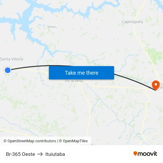 Br-365 Oeste to Ituiutaba map
