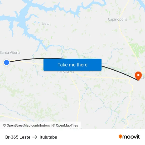 Br-365 Leste to Ituiutaba map