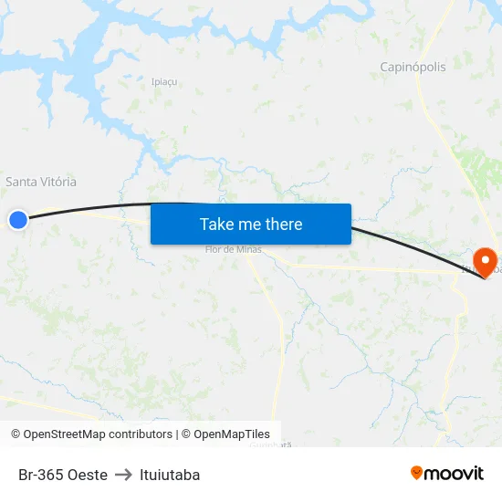 Br-365 Oeste to Ituiutaba map