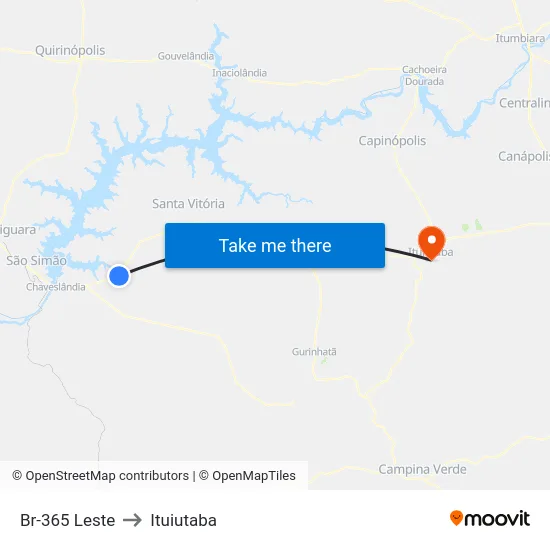 Br-365 Leste to Ituiutaba map