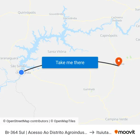Br-364 Sul | Acesso Ao Distrito Agroindustrial to Ituiutaba map