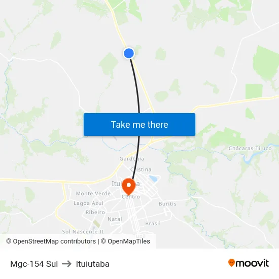 Mgc-154 Sul to Ituiutaba map