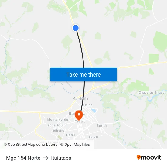 Mgc-154 Norte to Ituiutaba map
