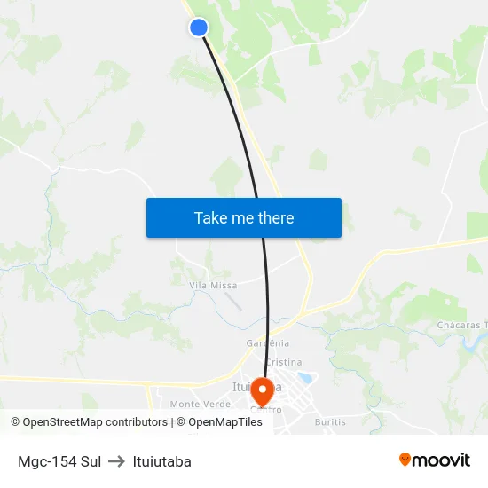 Mgc-154 Sul to Ituiutaba map