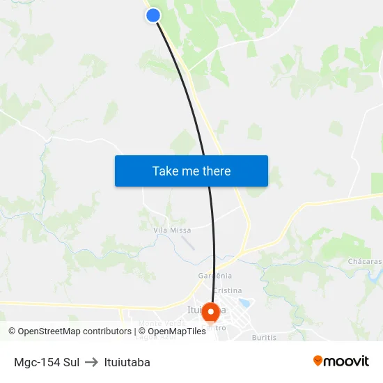 Mgc-154 Sul to Ituiutaba map