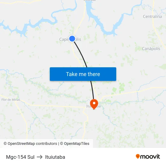 Mgc-154 Sul to Ituiutaba map