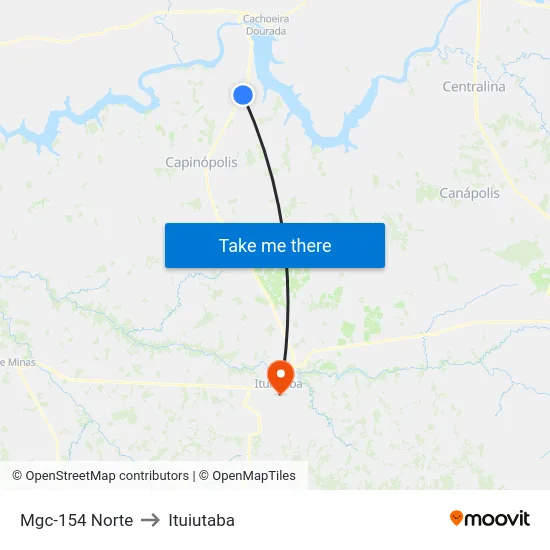 Mgc-154 Norte to Ituiutaba map