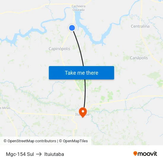 Mgc-154 Sul to Ituiutaba map