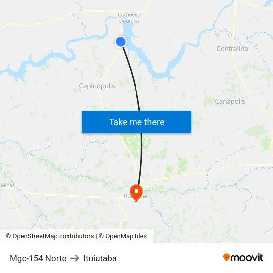 Mgc-154 Norte to Ituiutaba map