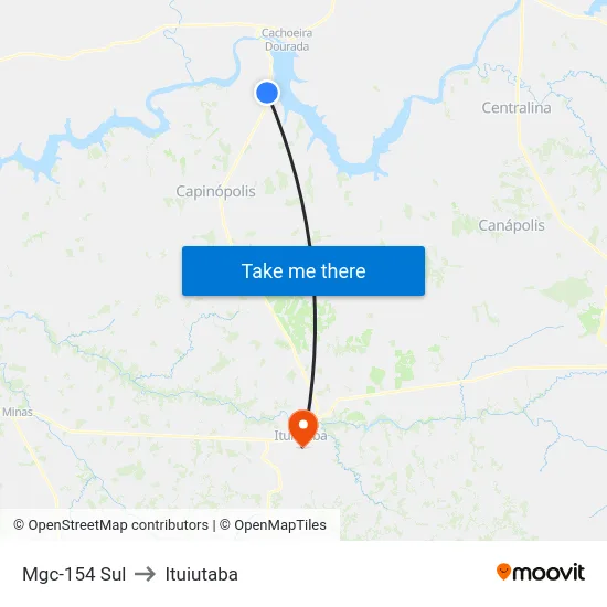 Mgc-154 Sul to Ituiutaba map