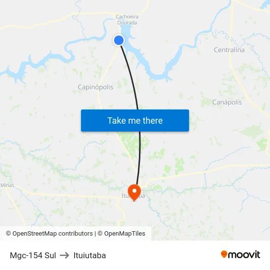 Mgc-154 Sul to Ituiutaba map
