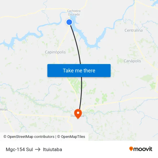 Mgc-154 Sul to Ituiutaba map