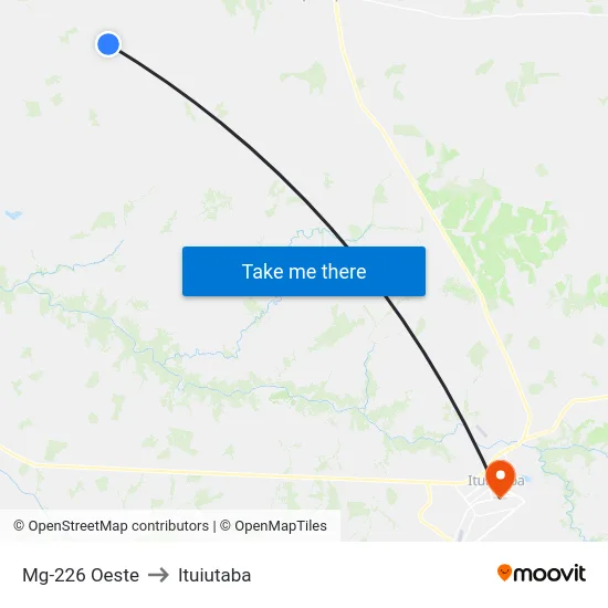 Mg-226 Oeste to Ituiutaba map