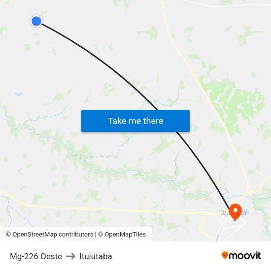 Mg-226 Oeste to Ituiutaba map