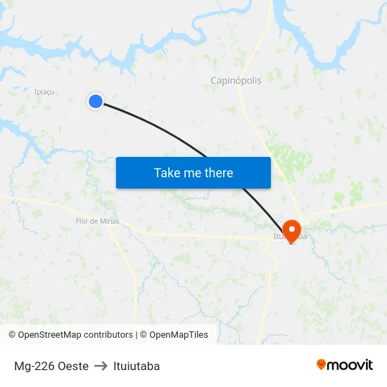 Mg-226 Oeste to Ituiutaba map