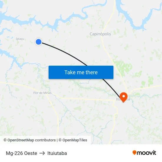 Mg-226 Oeste to Ituiutaba map