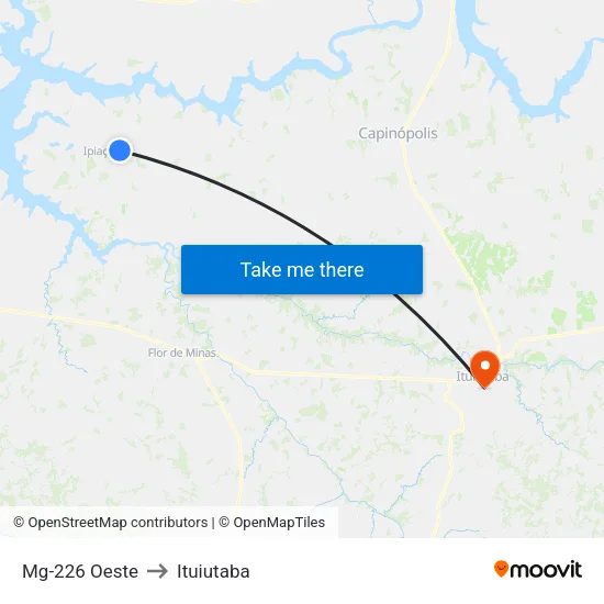 Mg-226 Oeste to Ituiutaba map