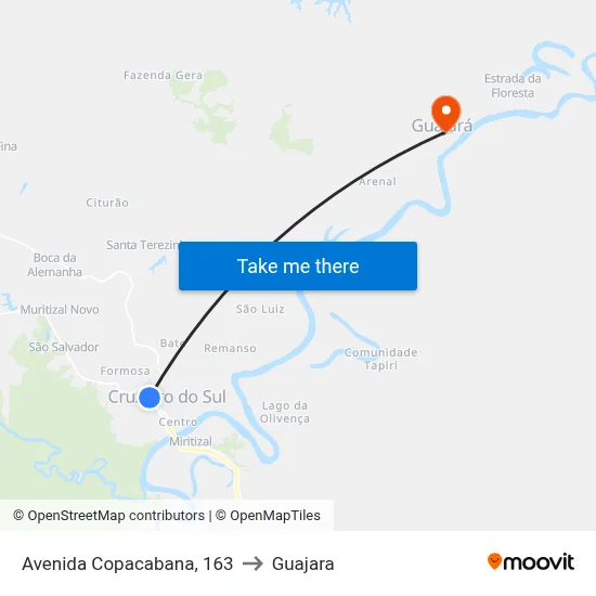 Avenida Copacabana, 163 to Guajara map