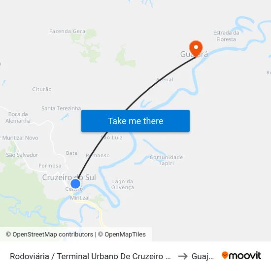Rodoviária / Terminal Urbano De Cruzeiro Do Sul to Guajara map