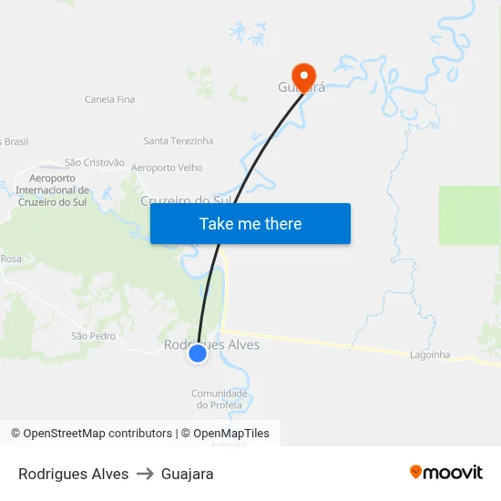Rodrigues Alves to Guajara map