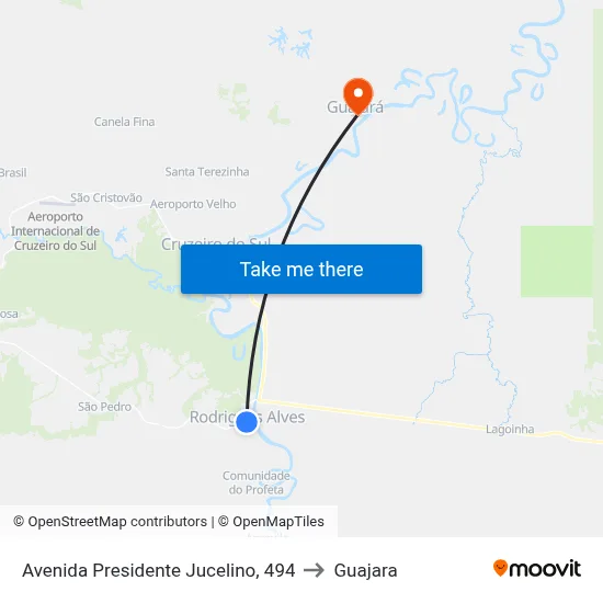 Avenida Presidente Jucelino, 494 to Guajara map