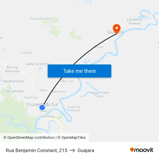 Rua Benjamin Constant, 215 to Guajara map