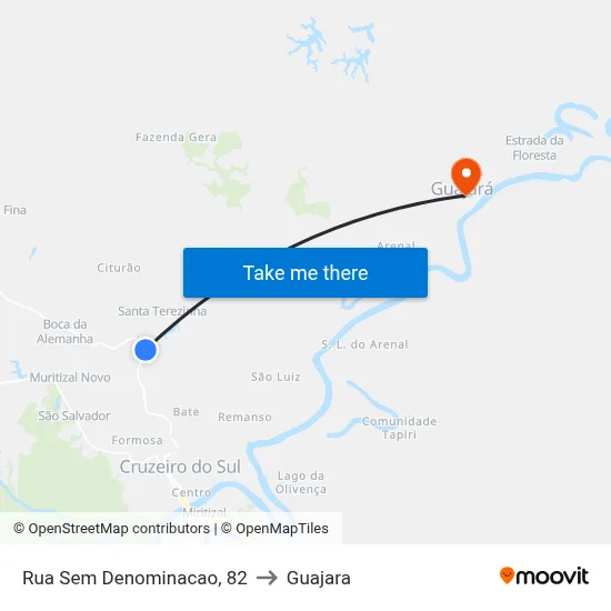 Rua Sem Denominacao, 82 to Guajara map
