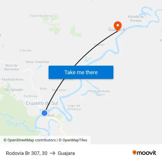 Rodovia Br 307, 30 to Guajara map