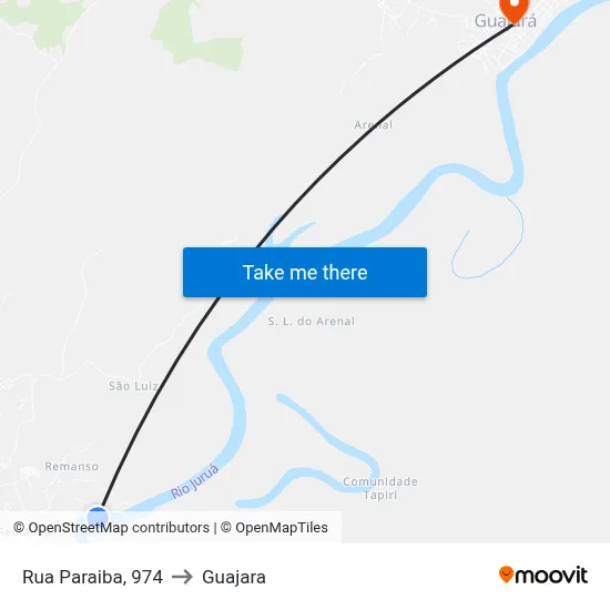 Rua Paraiba, 974 to Guajara map