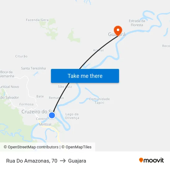 Rua Do Amazonas, 70 to Guajara map