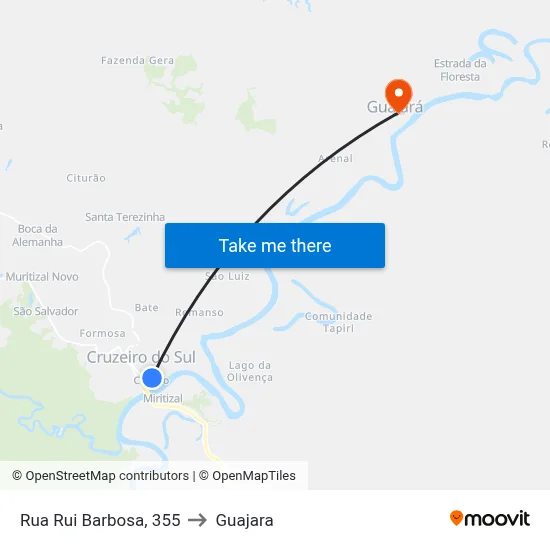 Rua Rui Barbosa, 355 to Guajara map