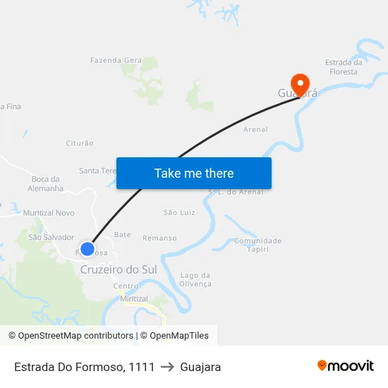 Estrada Do Formoso, 1111 to Guajara map