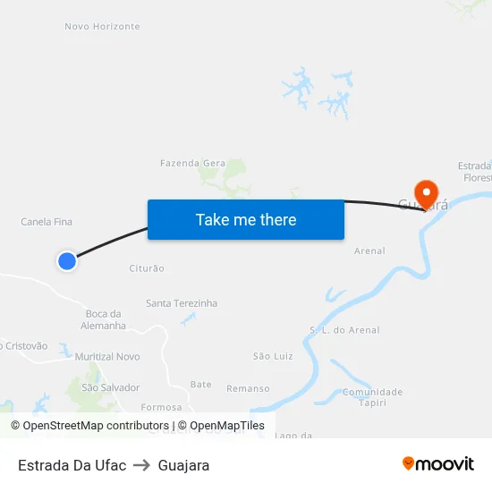 Estrada Da Ufac to Guajara map