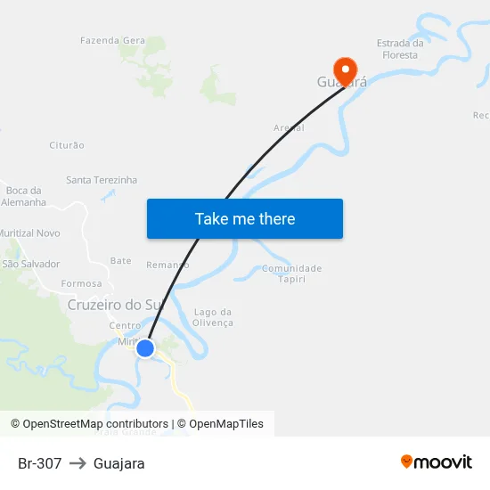 Br-307 to Guajara map