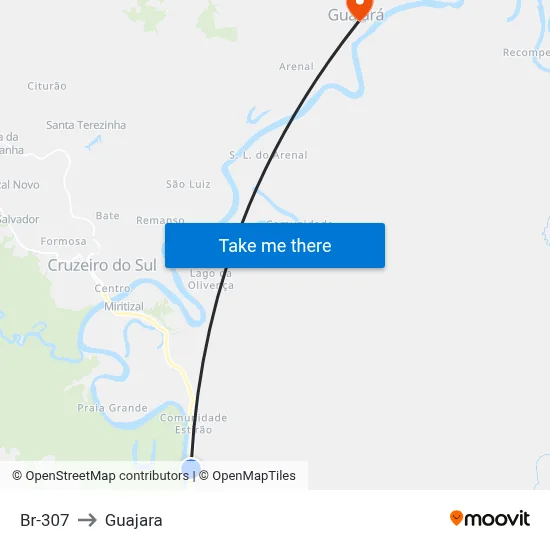 Br-307 to Guajara map