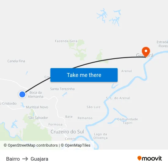 Bairro to Guajara map