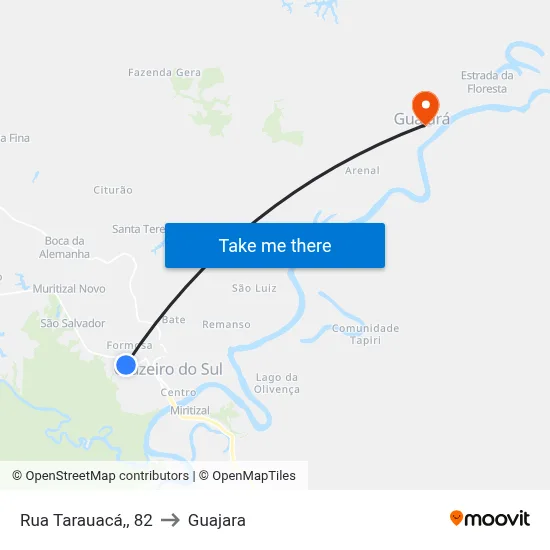 Rua Tarauacá,, 82 to Guajara map