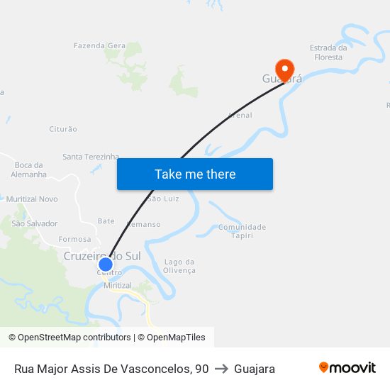 Rua Major Assis De Vasconcelos, 90 to Guajara map