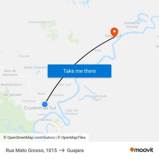 Rua Mato Grosso, 1015 to Guajara map