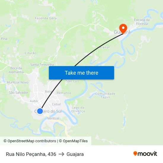 Rua Nilo Peçanha, 436 to Guajara map