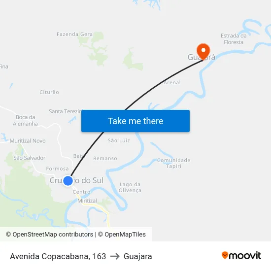 Avenida Copacabana, 163 to Guajara map