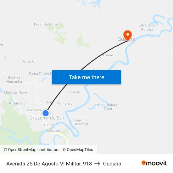 Avenida 25 De Agosto Vl Militar, 918 to Guajara map