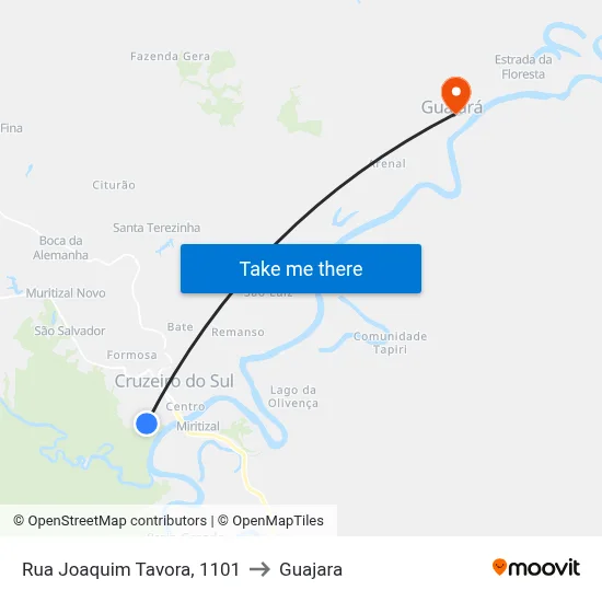 Rua Joaquim Tavora, 1101 to Guajara map