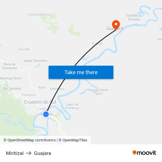 Miritizal to Guajara map